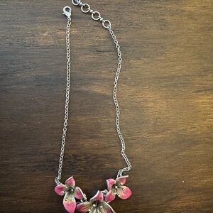 Lucky Brand Floral Pink and Silver Necklace